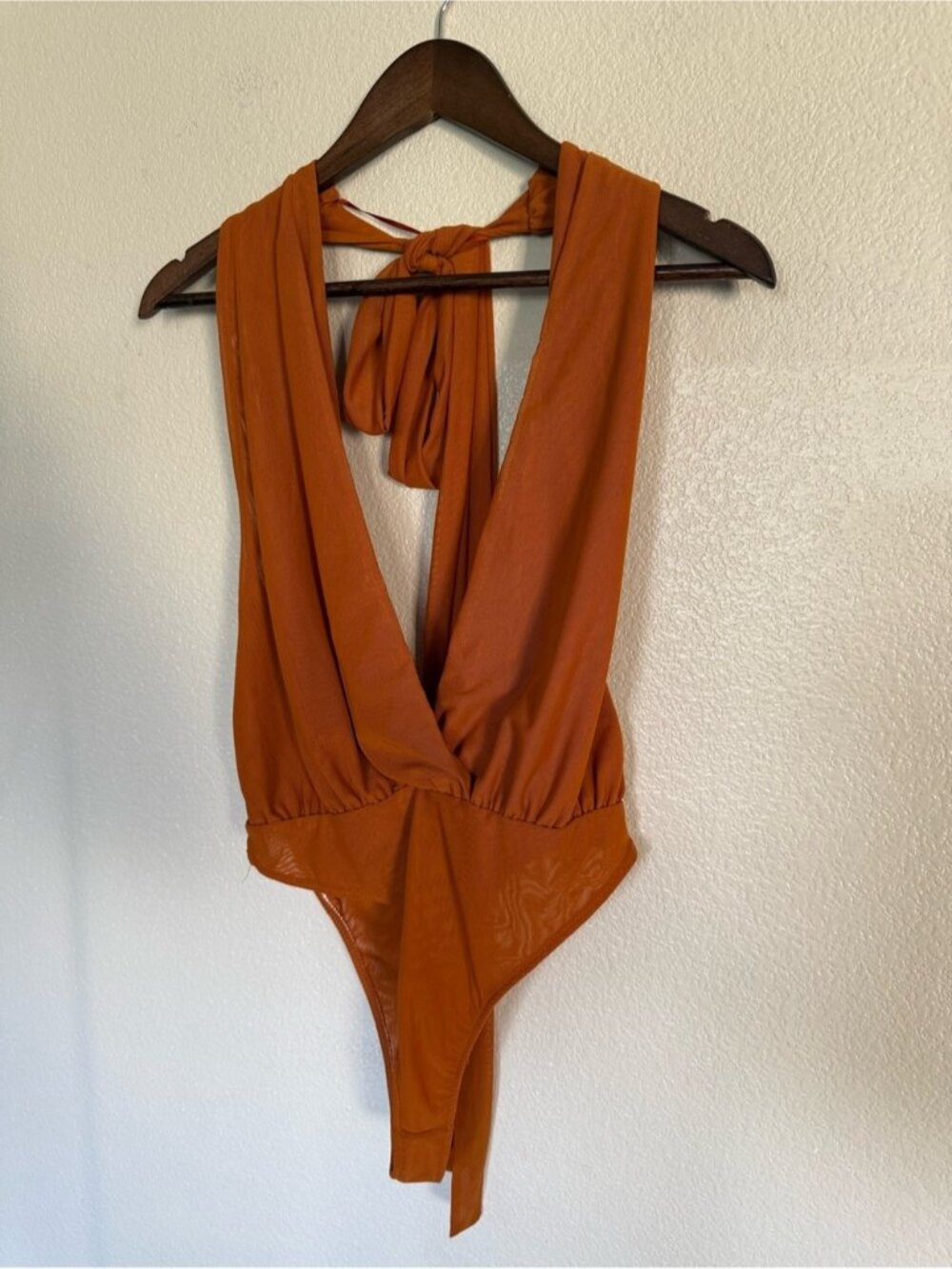 Zara Rust-Tone Halter Plunge Bodysuit Medium